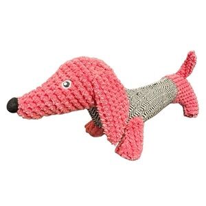 SQUEAKY TOY Cheerful Pink Black Dog Cat Plush Toy Terrycloth Soft Fabric